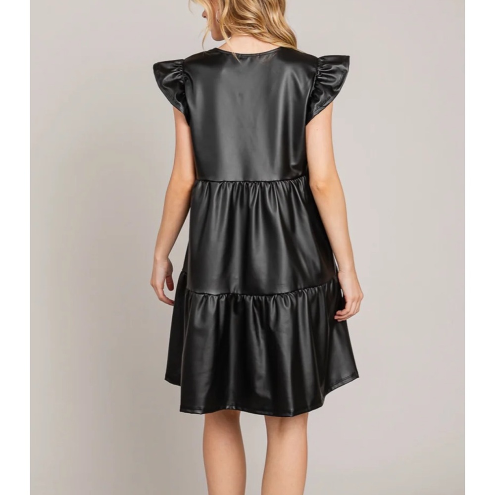 NWT Faux Leather Dress with Pockets - Picture 5 of 5